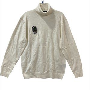 Karl Jacobs White Enchantment Knit Embroidered Turtle Neck Sweater Men's 3X New